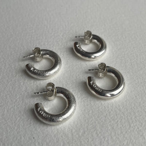 Chunky Hoops 4mm - diamond brushed with polished details