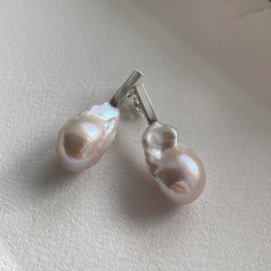 White Baroque Pearl Earrings