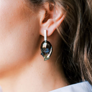 Black baroque deals pearl earrings