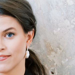 White Baroque Pearl Earrings