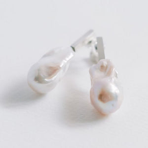 White Baroque Pearl Earrings